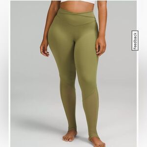 Lululemon Nulu Crisscross Mesh Stirrup Leggings Yoga Pants Bronze Green Size 10